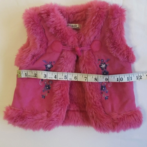 george floral embroidered faux fur faux suede toggle vest 6 months baby girl - Picture 7 of 8